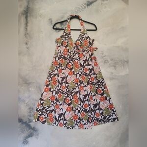ISSI Floral Halter Dress - Orange, Green, Black
